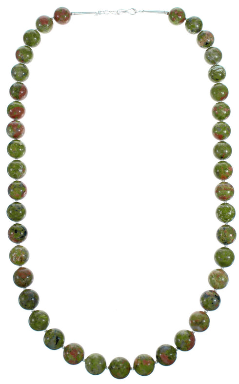 Sterling Silver Unakite Southwest Bead Necklace RX115238